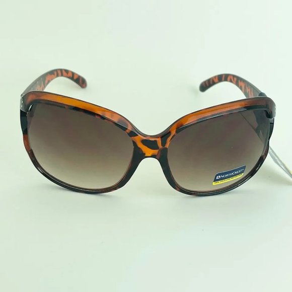 SG00774 NORTHCREST Sunglasses for Women Brown Gradient Tort w/ Rhinestone - Picture 1 of 8
